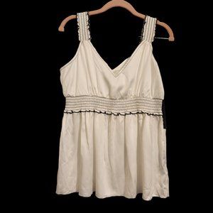 NWT Rampage Flowy Sleeveless White V Neck Blouse Size L